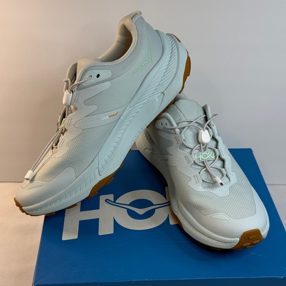 Hoka Transport Athletic Shoes in Light Blue and White